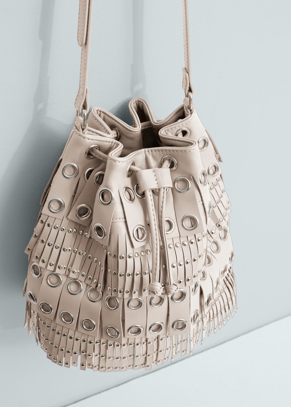 MANGO Studded Bucket Women Bag White [63030262] in Delhi at