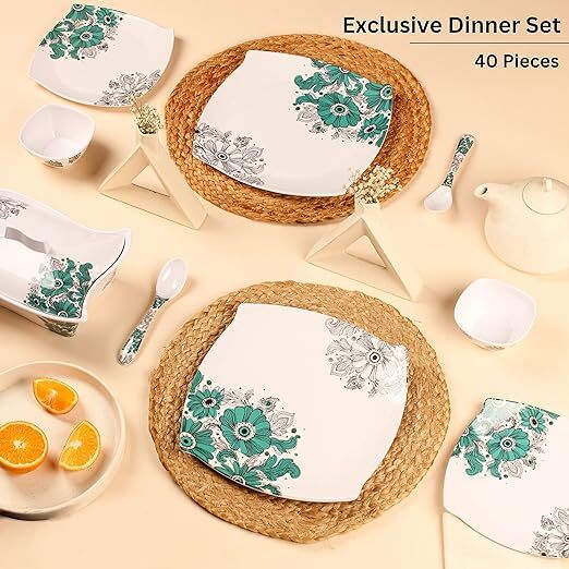 Marvella Melamine Dinner Set 40 PCS (Teal Blue) in Meerut at
