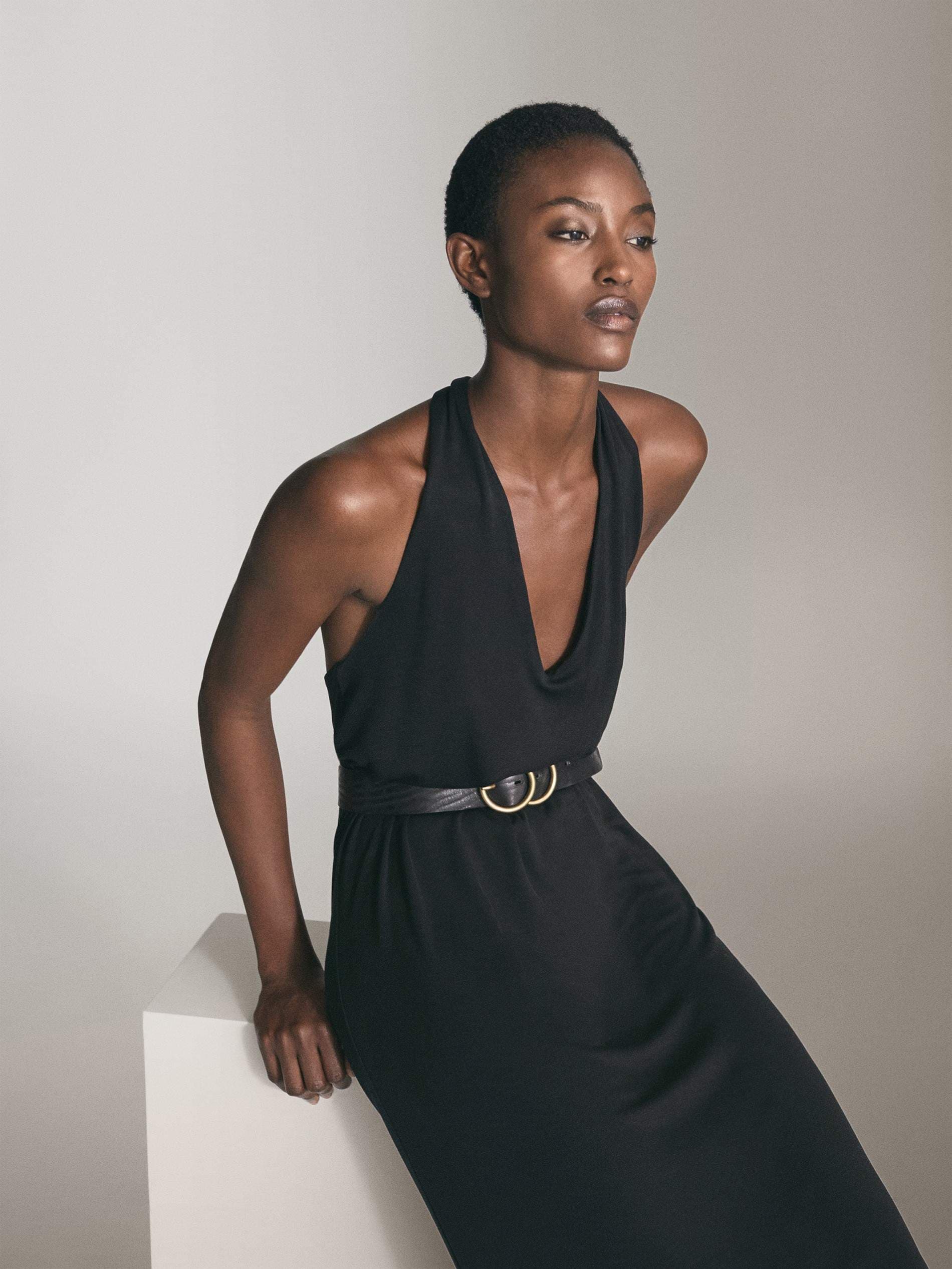 Buy Massimo Dutti Lyocell Halter Dress (Size: S, Black, 6697-699) Online -  Best Price Massimo Dutti Lyocell Halter Dress (Size: S, Black, 6697-699) -  Justdial Shop Online.