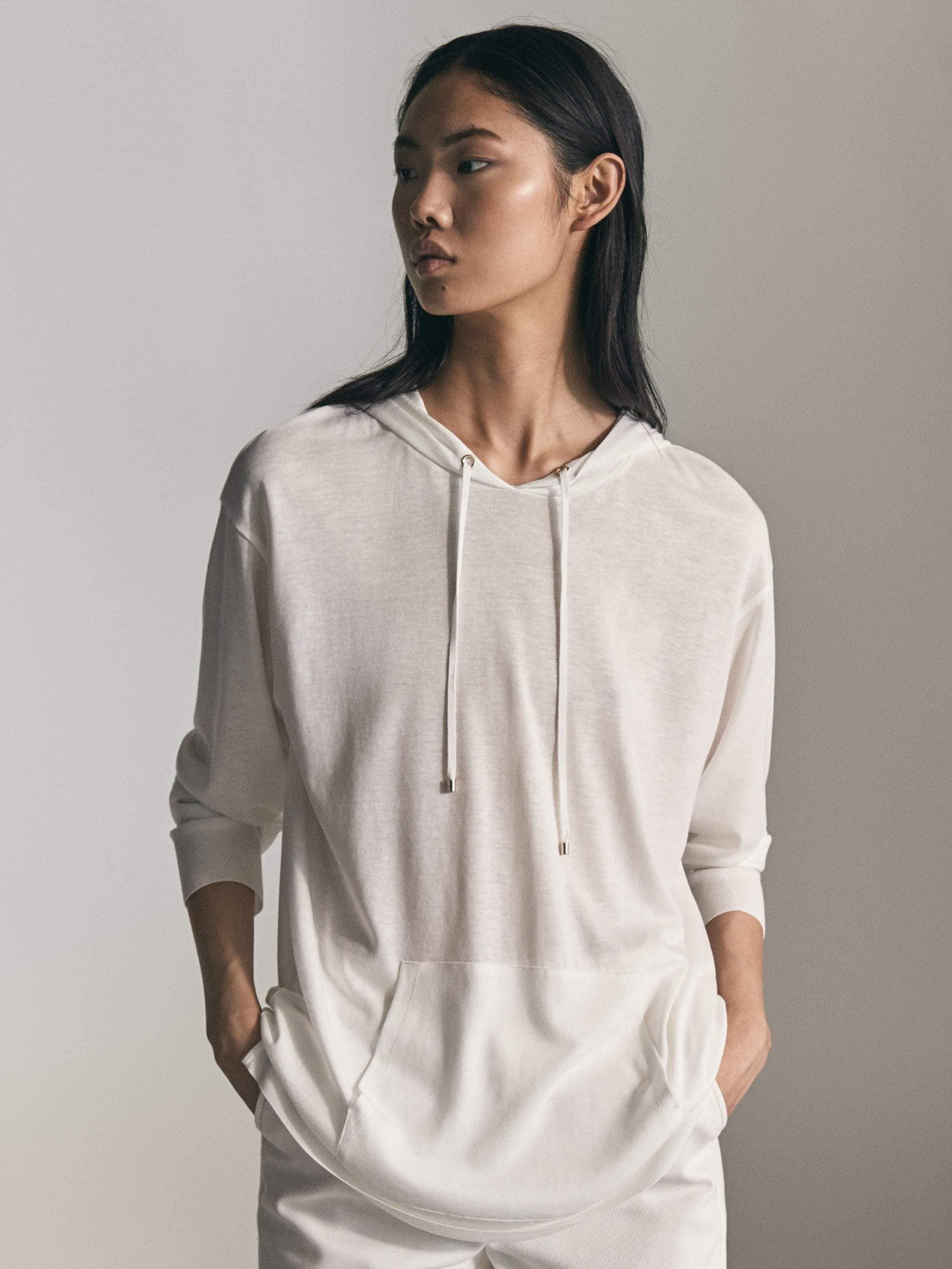 Ribbed Cream Womens Hoodies Get Best Price from Manufacturers