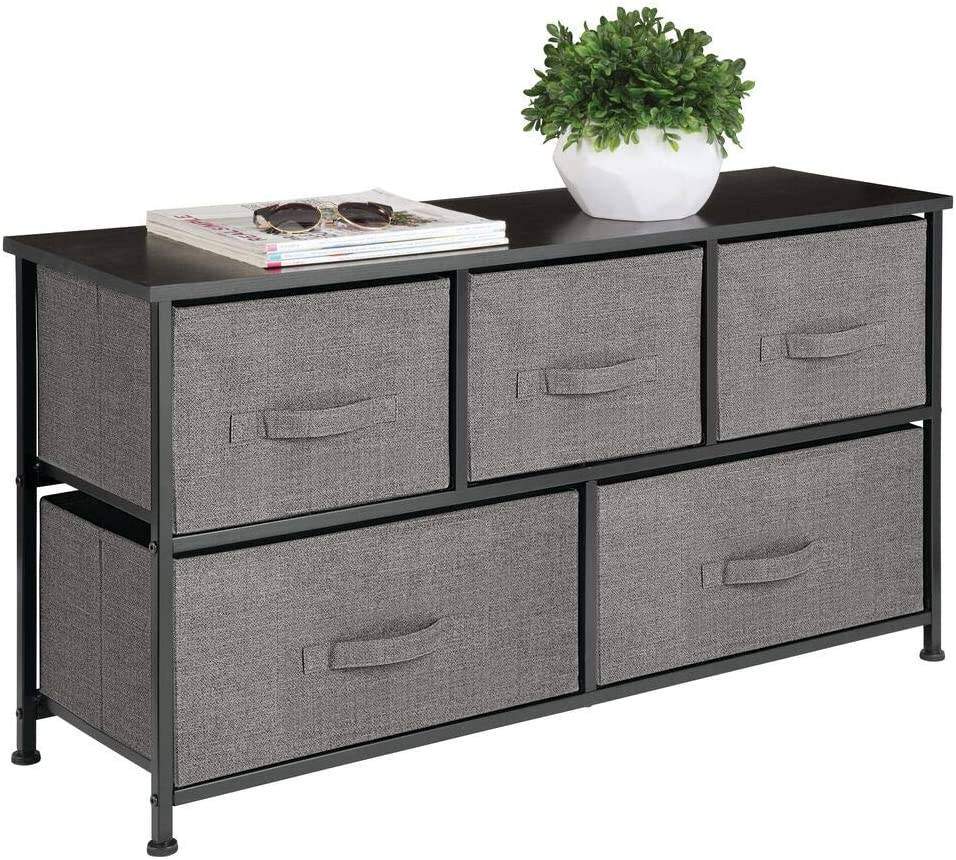 Mdesign Wide Dresser Storage Tower Sy Steel Frame Wood Top Mdesign Wide Dresser Storage Tower