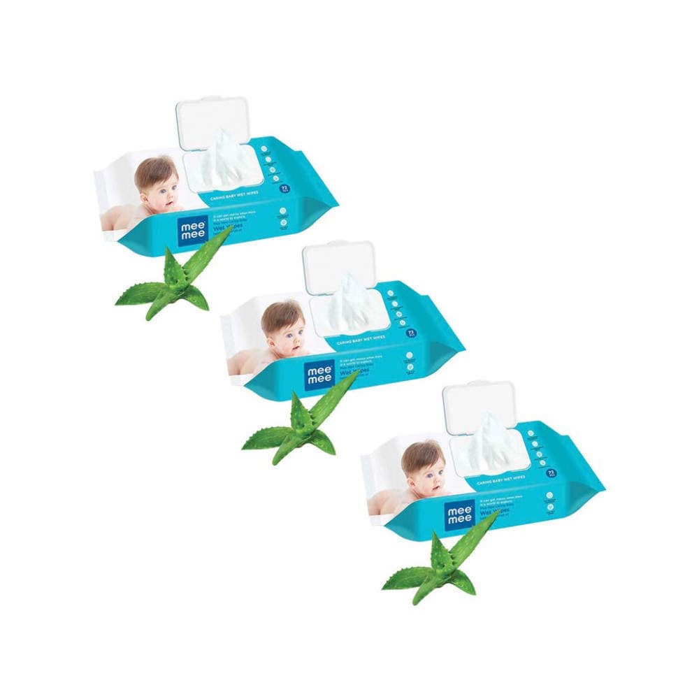 MeeMee 72 Pieces Caring Baby Wipes With Aloe Vera With Lid in