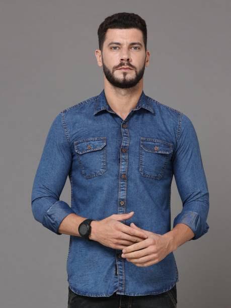Men Denim Shirt in Delhi at ₹ 654 ₹ 688 Pc (MOQ:12 Pc) by RK