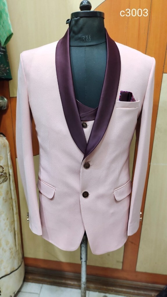 Men Elegant Piece Wedding Suit C3003 Pink Color in Delhi at