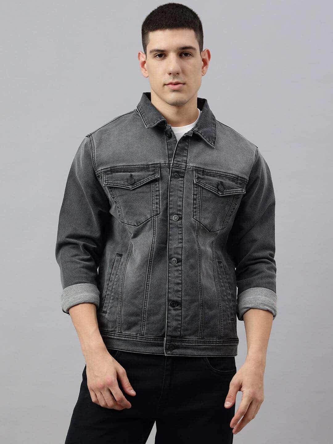 Black Denim Denim Jacket Men Under 300 Men Grey Denim Jacket In