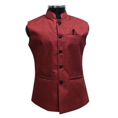 Maroon Scoop Waistcoat Men Maroon Party Wear Waistcoat In Tirupur
