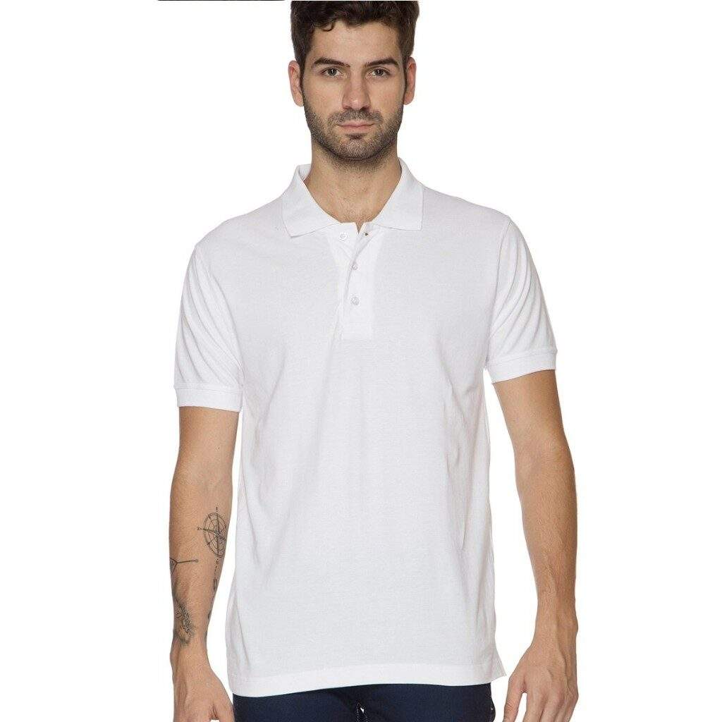 Men Plain White Polo Collar T-shirt in Latur at ₹ 599 Unit by - Main Image