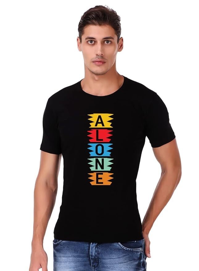 Men Printed Cotton Regular Fit T-Shirt Black S in Pune at ₹ 200