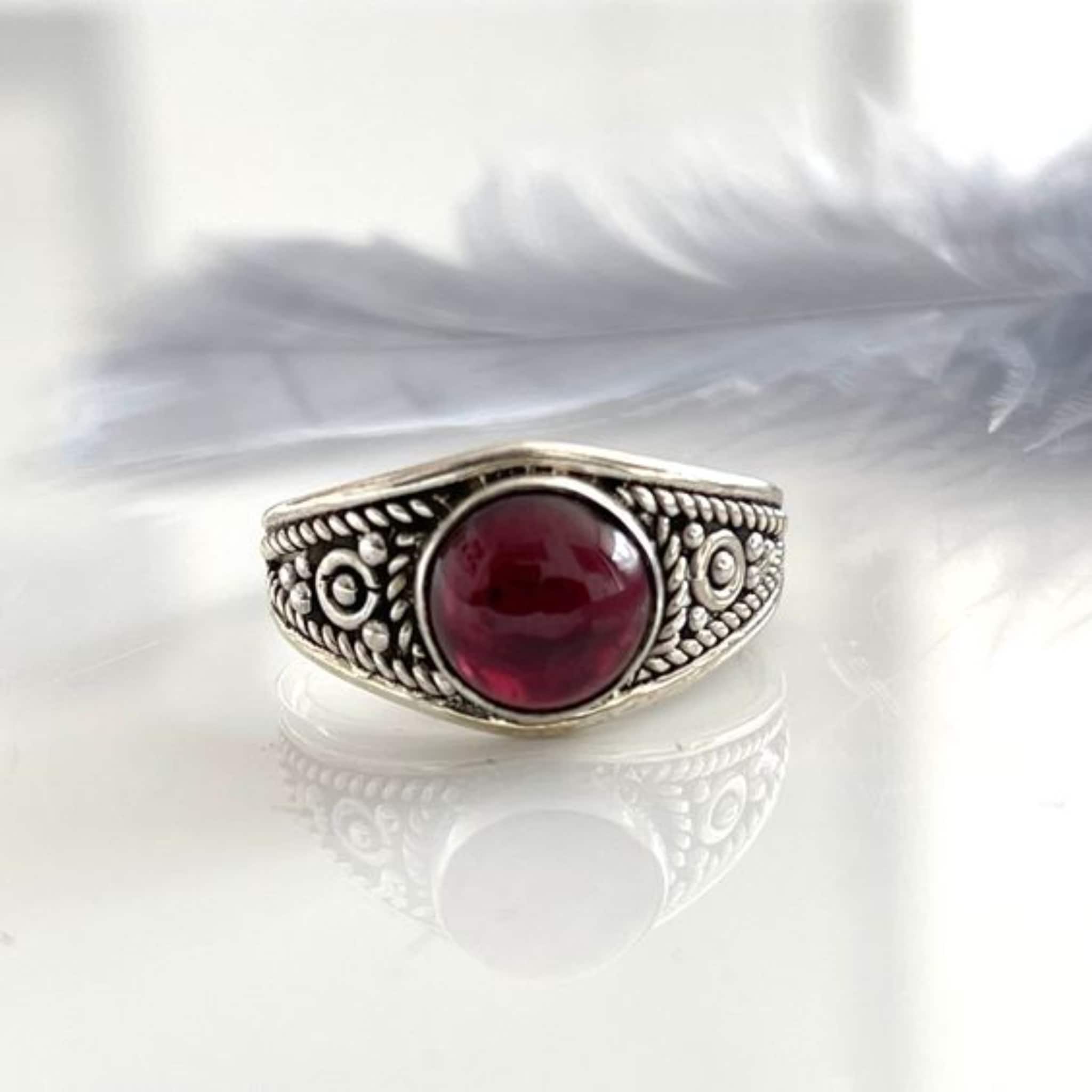 Men Red CZ Stone Gothic Ring In Sterling Silver in Delhi at ₹ 999