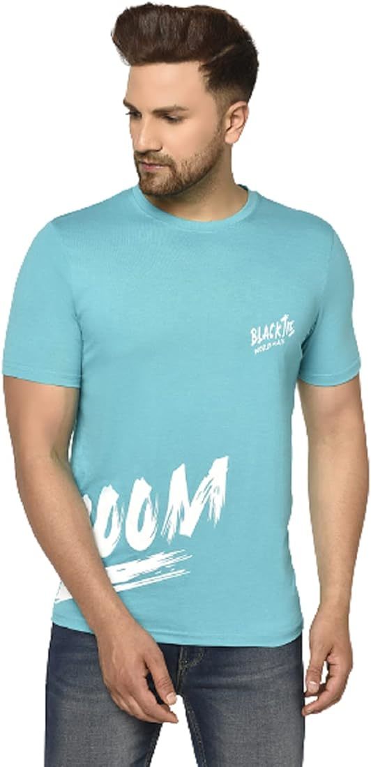 Men's Cotton Printed T Shirts Aqua Blue S To XL in Surat at ₹ 150