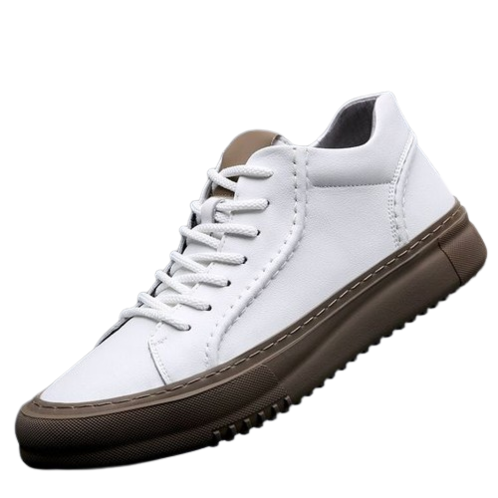 Men's Leather Sports Shoes White And Brown (Size To 10) in Agra