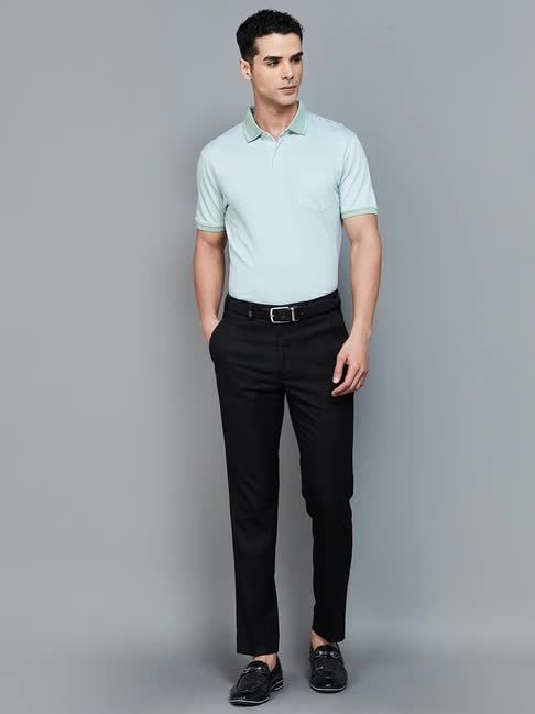 slim fit dress slacks African men's formal wear - Long Sleeved Shirt and Pants - Black 001 main image 1