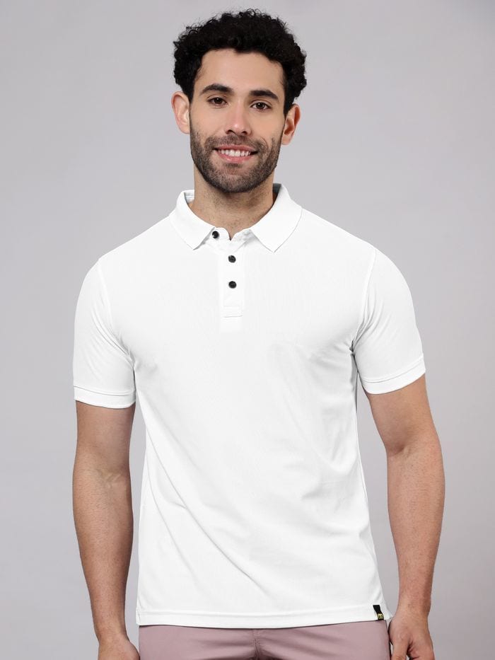Mens Half Sleeve Polo T-Shirt (White), Pique Cotton in Tirupur at