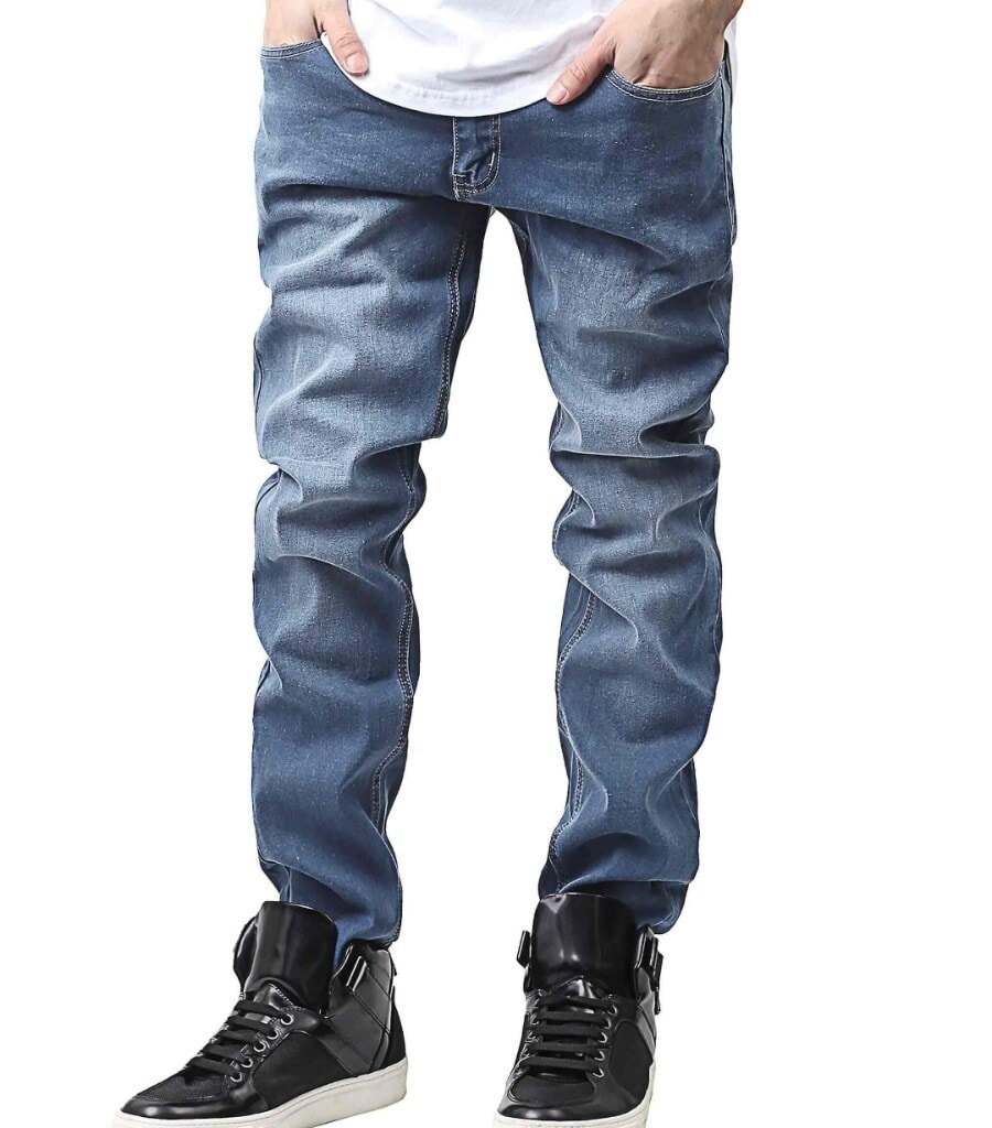 Stretchable Mid Rise Solid Cotton Elastane Jeans Size M in