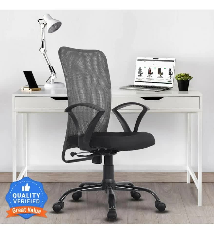 Slouch Office Chair Charcoal Mesh Back Black Office Chair