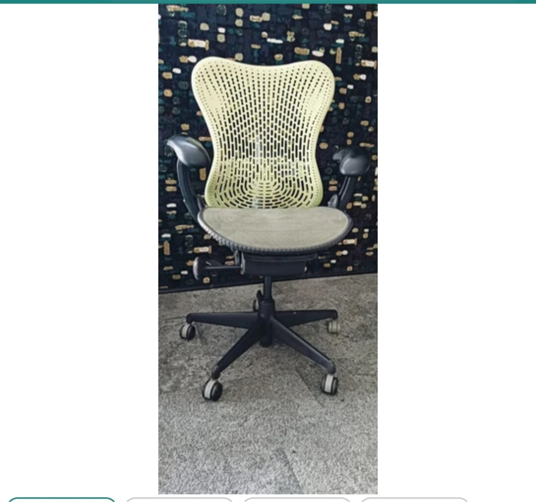 Mesh High Back Herman Miller Mirra Yellow Used Office Chair, Fixed