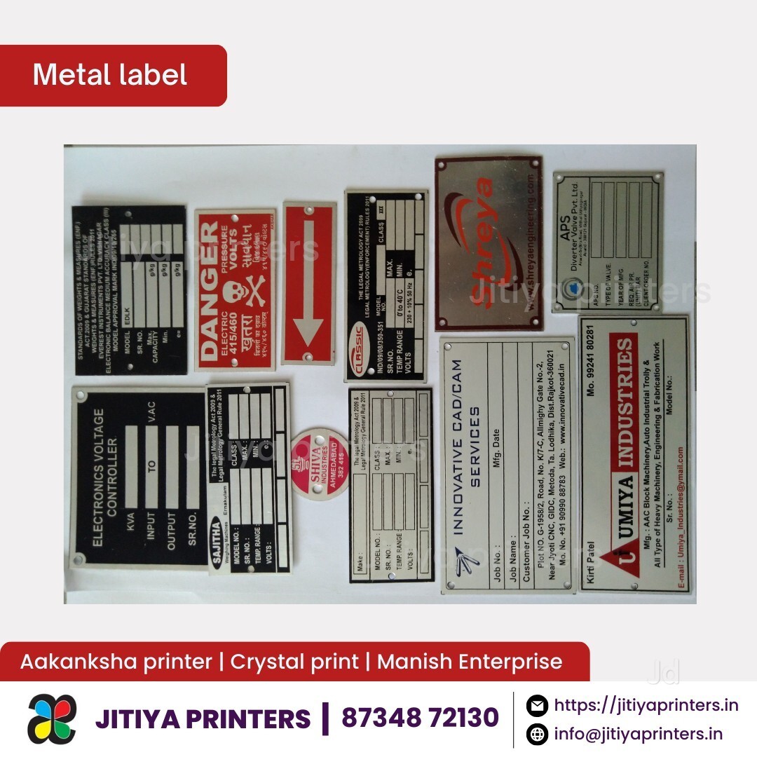 Metal label in Ahmedabad at ₹ 100 / Unit by Aakanksha Label Printers ...