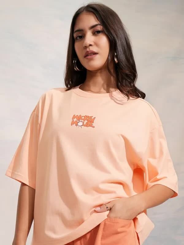 Mickey Mouse Printed Oversized T-Shirt For Women in Delhi at