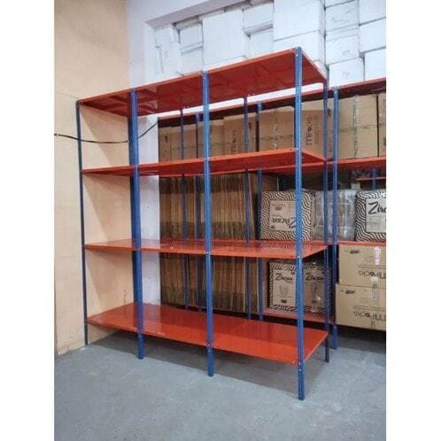 Mild Steel Slotted Angle Shop Rack (Orange And Blue) in Solapur at ...