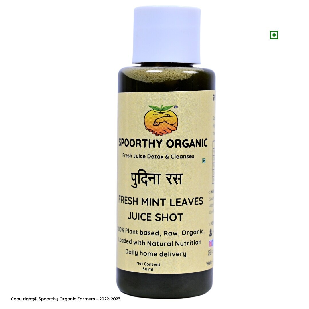 Mint Juice Shot Cold Pressed Organic Raw Fresh Juice For Daily