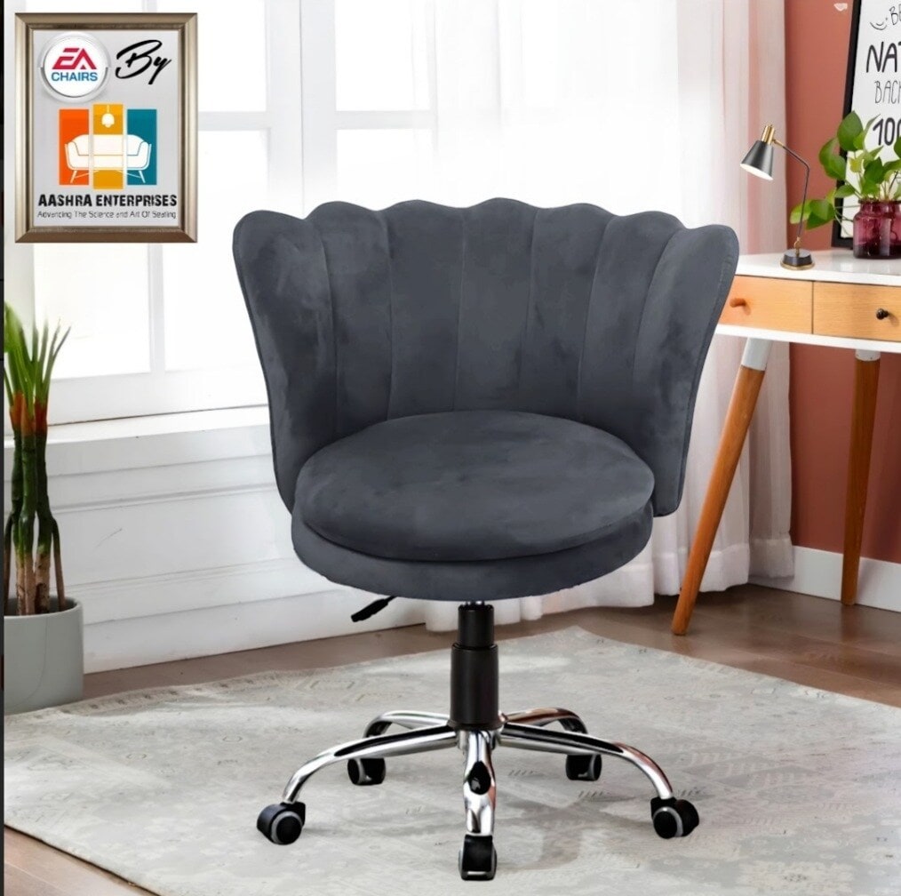 Modern Flower Decor Chair With Wheels Desk Fancy Chair Velvet