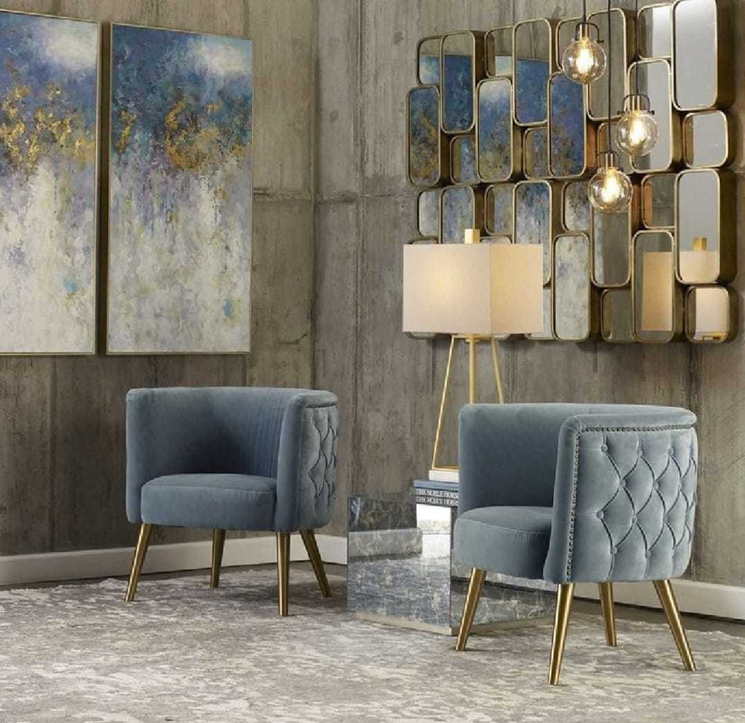 Modern Metal Stand Blue Restaurant Sofa Chair in Delhi at