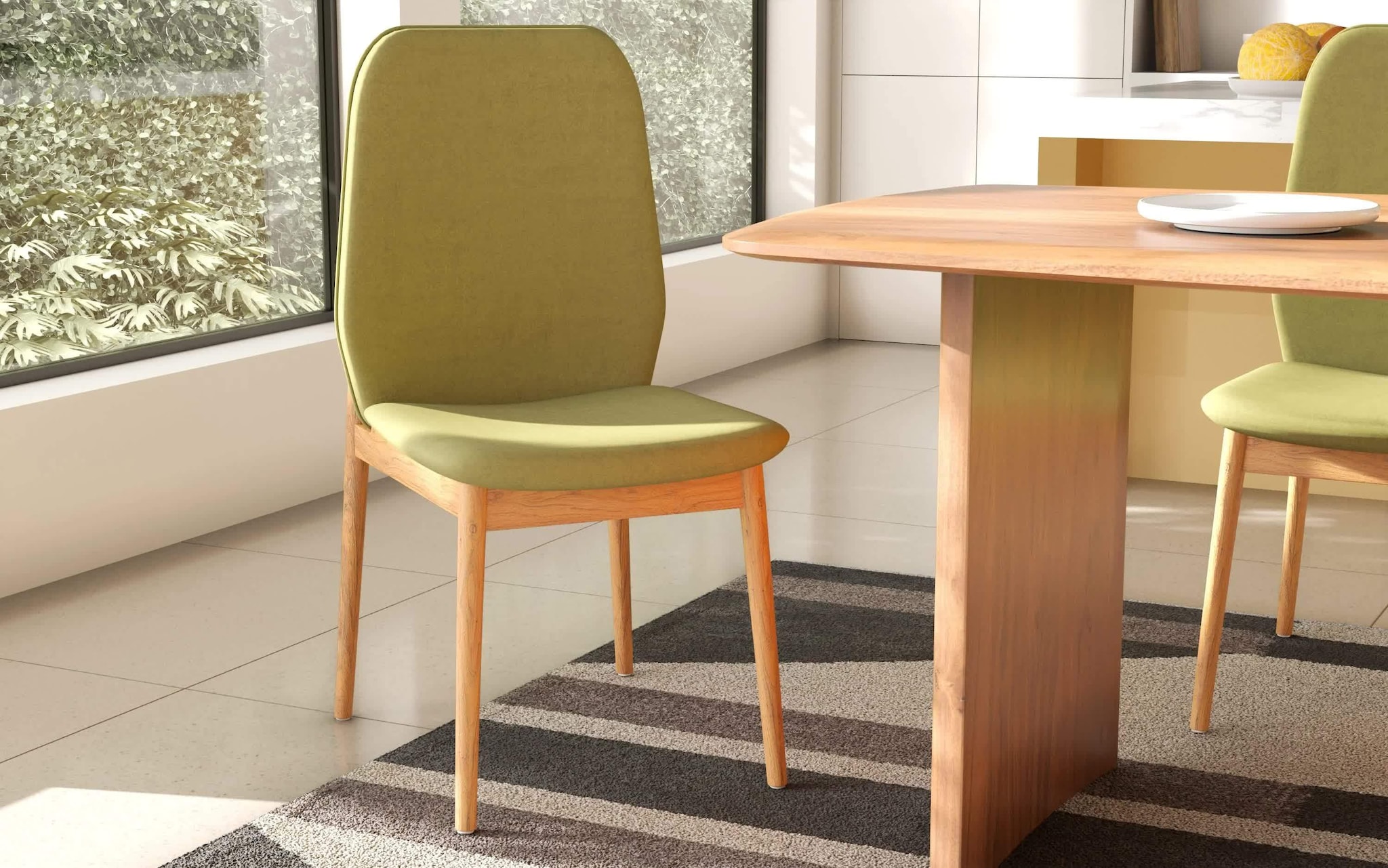 Modern Solid Wooden Dining Chair (Light Green) in Bareilly at