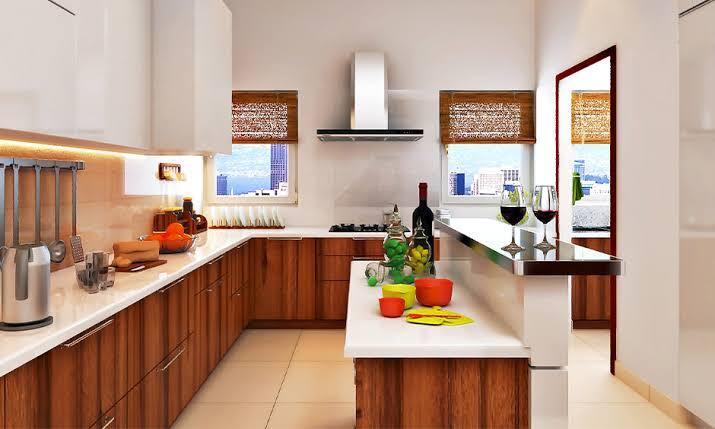 Modern Wooden L Shaped Modular Kitchen Design in Ahmedabad at ₹ 600 ...