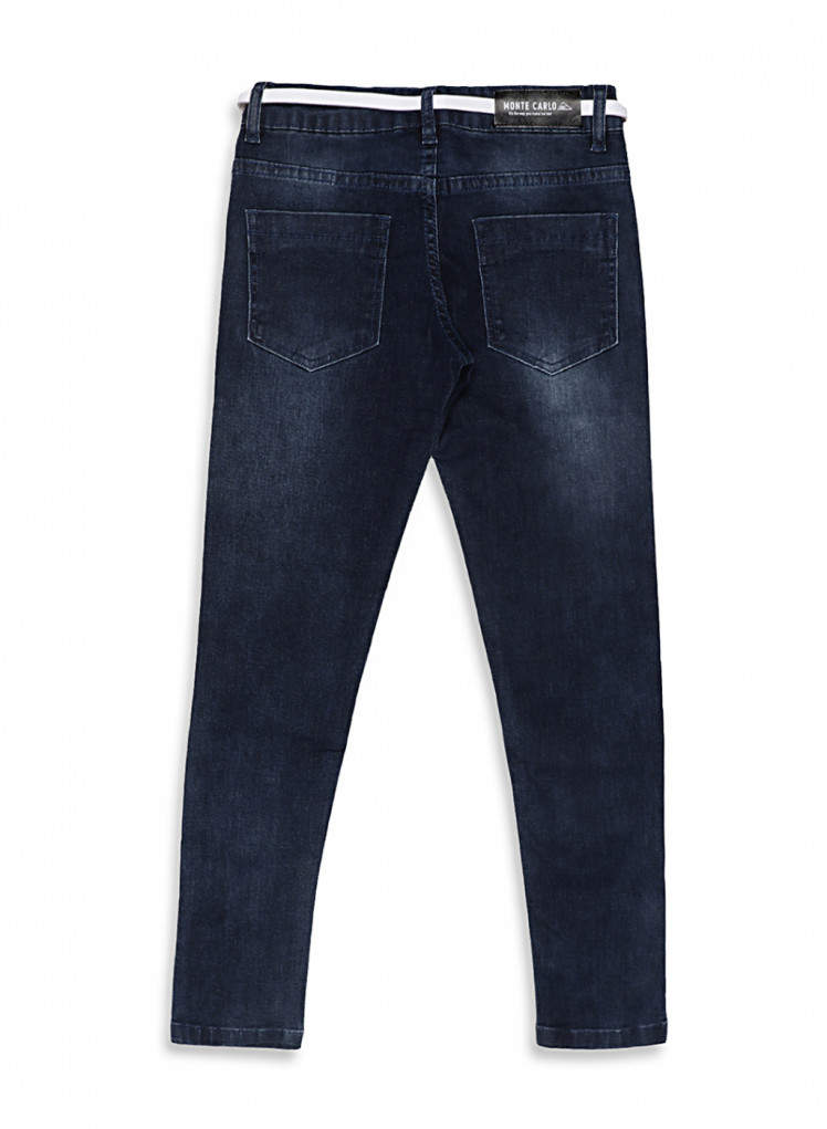 Blue Solid Cotton Blend Denim (17219 