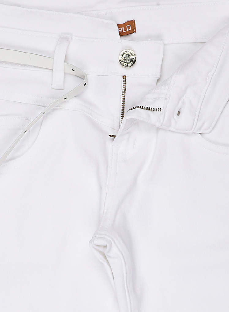 White Solid Cotton Blend Denim (17221 