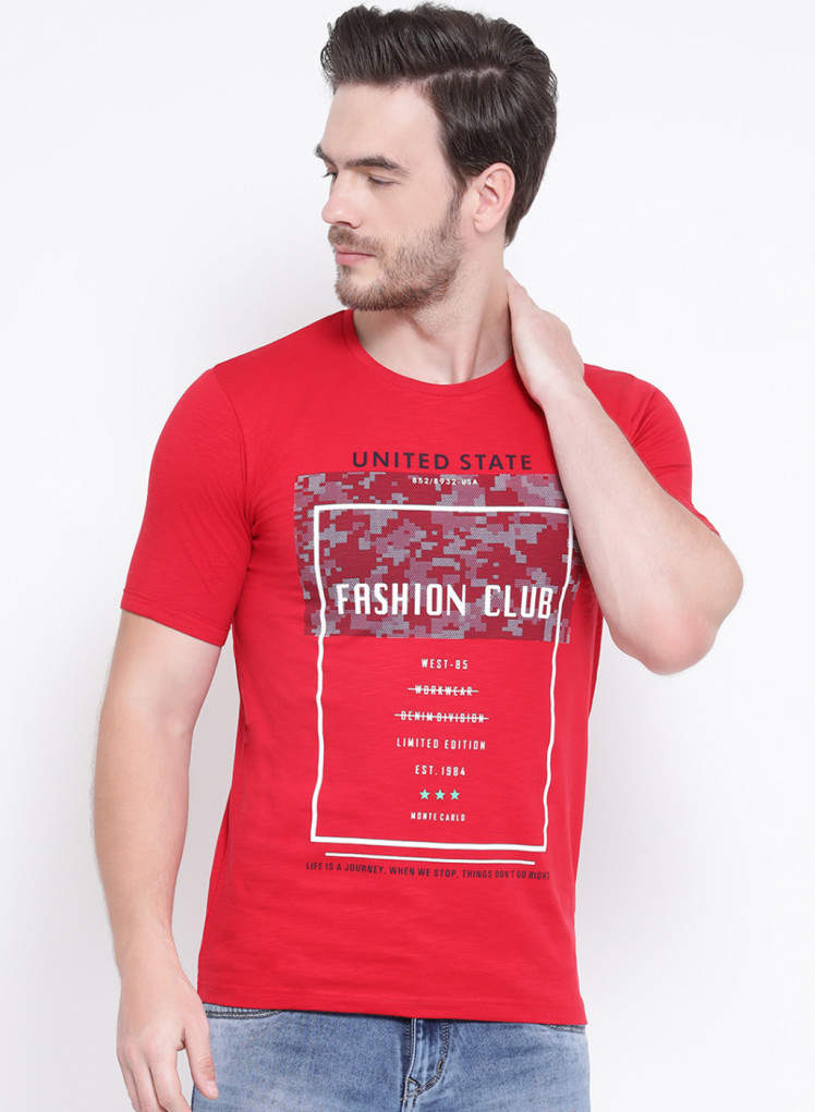 Monte Carlo Red Print Round Neck Tshirt (16248) in Tirupur at