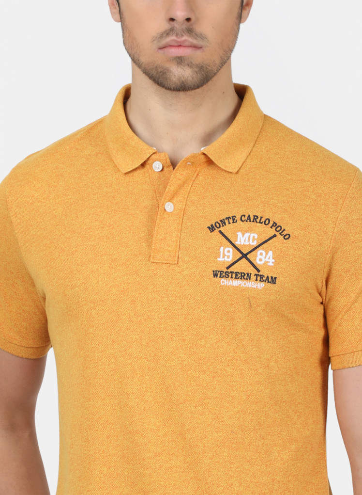 Monte Carlo Men Mustard Plain T-Shirts 