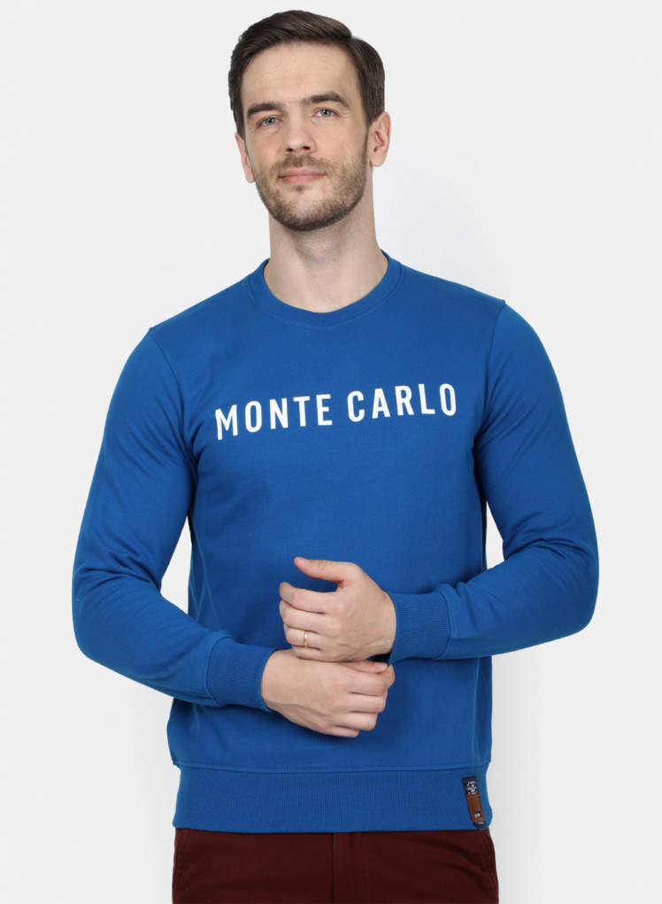 Monte Carlo Men Blue Solid Sweatshirt 