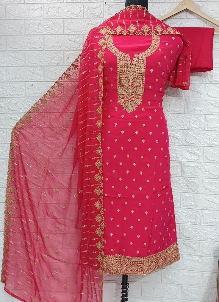 Moti Aari Work Cotton Dress Material in Karur at ₹ 850