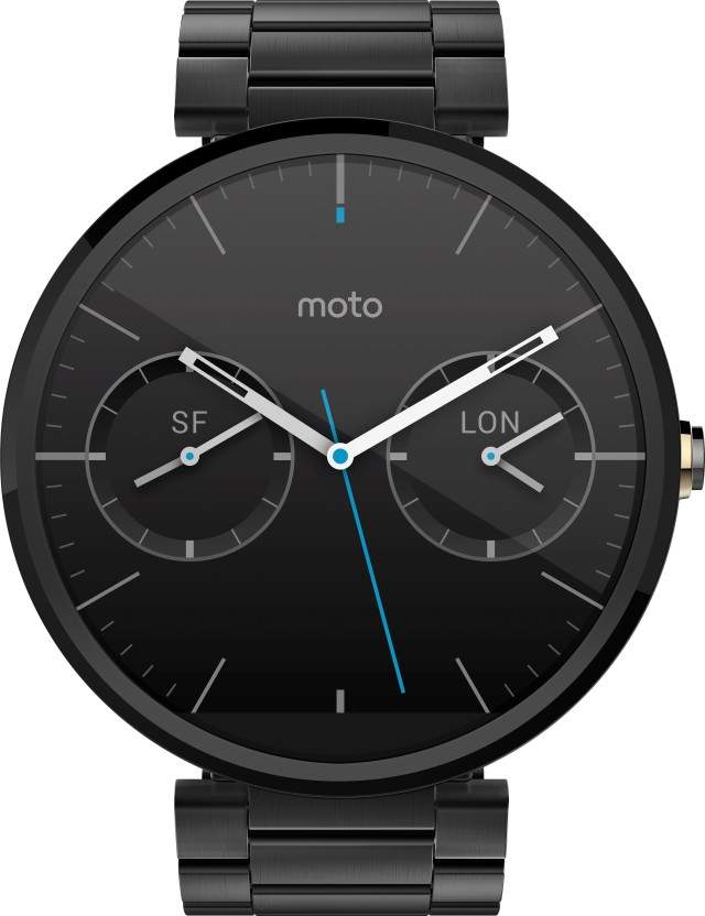 Motorola Moto 360 Dark Chrome Smart Watch (Black Strap Regular) in