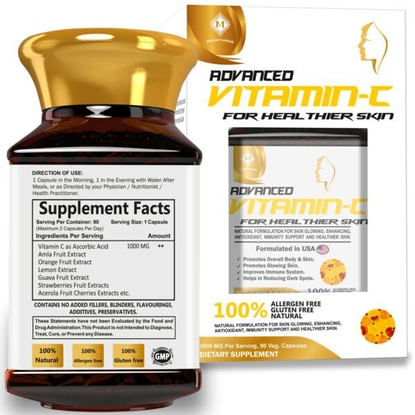 mountainor l glutathione 1000mg स्वस्थ, ब्राइटनिंग और चमकदार त्वचा के लिए (60 वेज कैप्स) पुरुषों और महिलाओं के लिए विटामिन C, बायोटिन के साथ : Discover the secret to radiant,