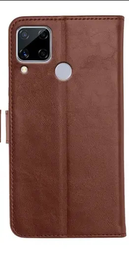 Leather Brown Realme C15 Mobile Phone Flip Cover in Mumbai at