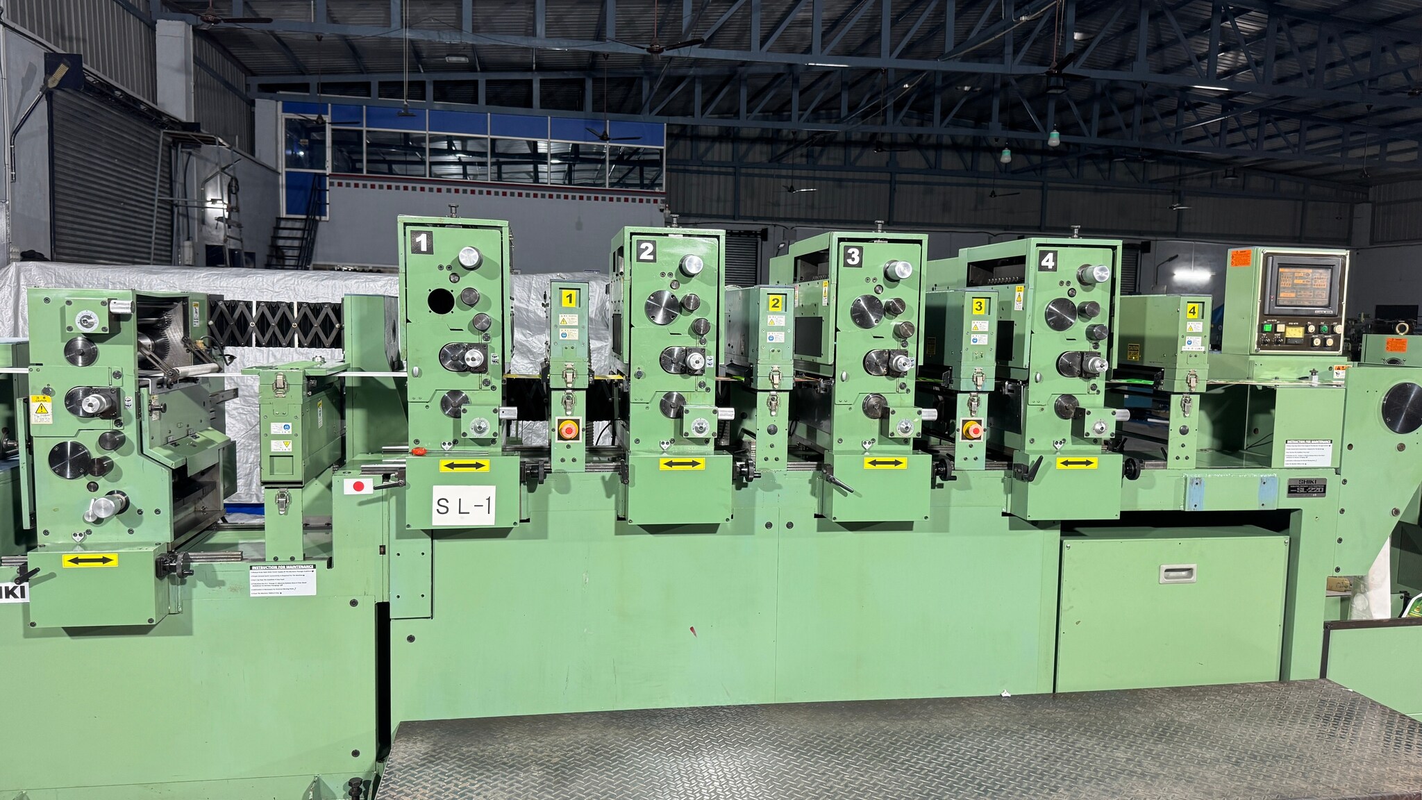 Shiki Label Machine SHIKI SL-220-4C + 1C BACK INTERMITTENT ROTARY LABEL PRINTING MACHINE in ...