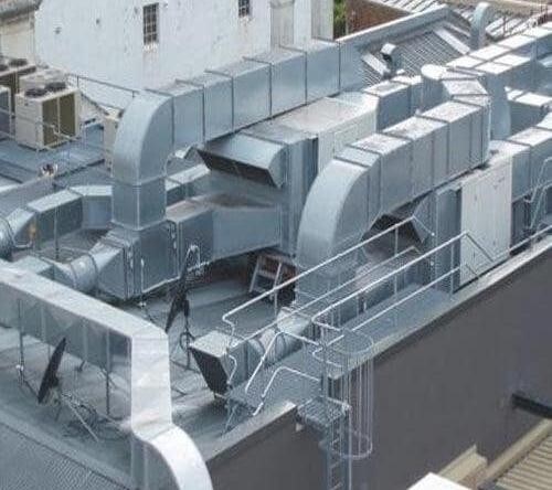 Industrial Ducting System, Galvanized Steel, Rectangular Profile, Rooftop Installation