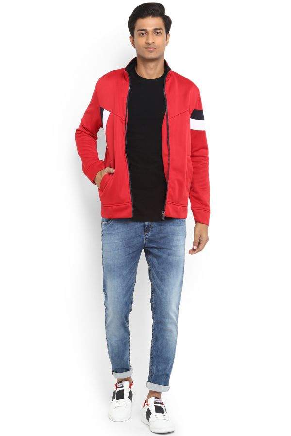MUFTI Slim Fit Zipper Red Sporty Jacket (XL) in Srikakulam at
