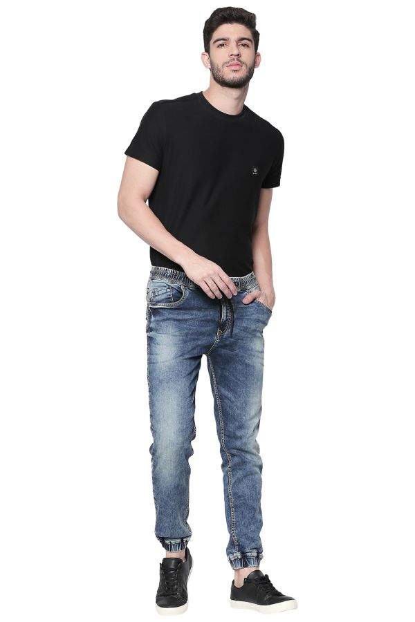 MUFTI MFT-31355-J Blue Dark Wash Joggers Jeans (34) in Mumbai at