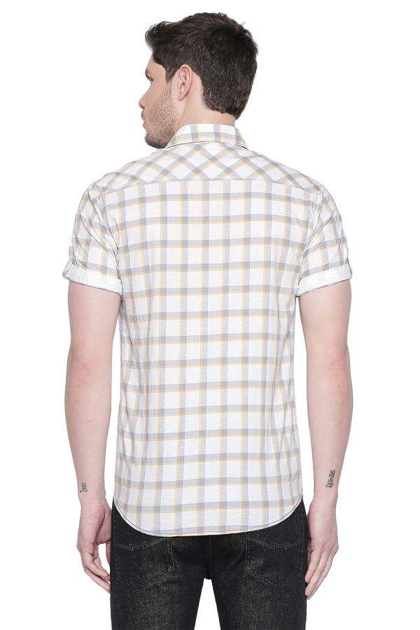 Mufti Olive Half Sleeves Checkered 