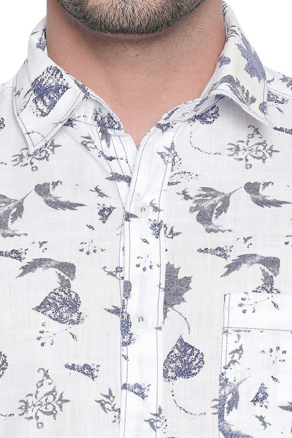 Mufti White Half Sleeves Floral Printed 