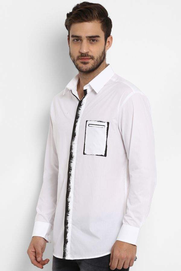 MUFTI MFS-9984-H White Lab Collection Solid Full Sleeves Spread