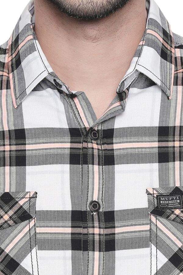 MUFTI White-Orange Casual Full Sleeved Shirt (3XL) in Pune at