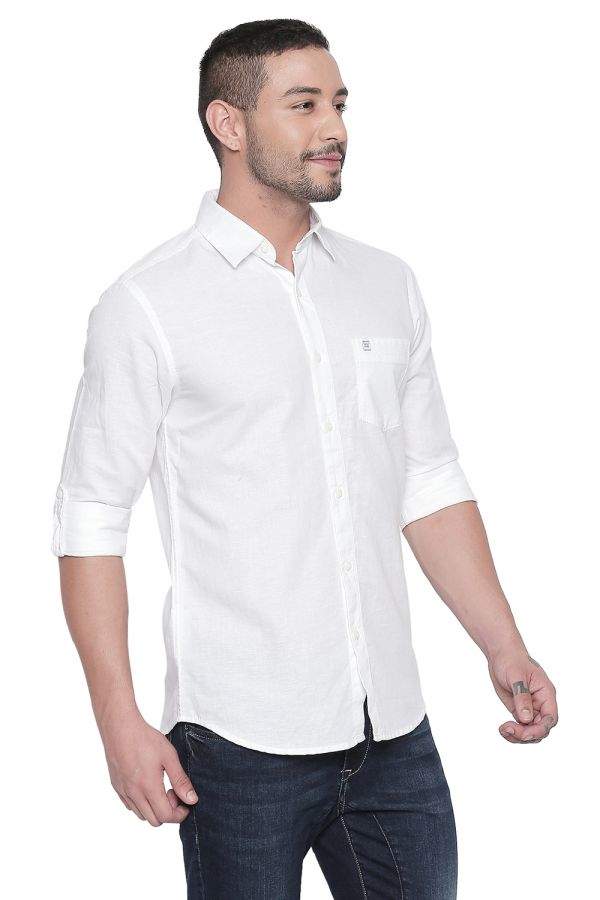 Mufti Jeans Mufti Shirts White Off White Textured Stripe Relaxed