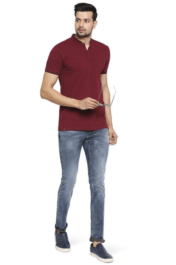 Mufti Maroon Henley tee shirt (L) in 