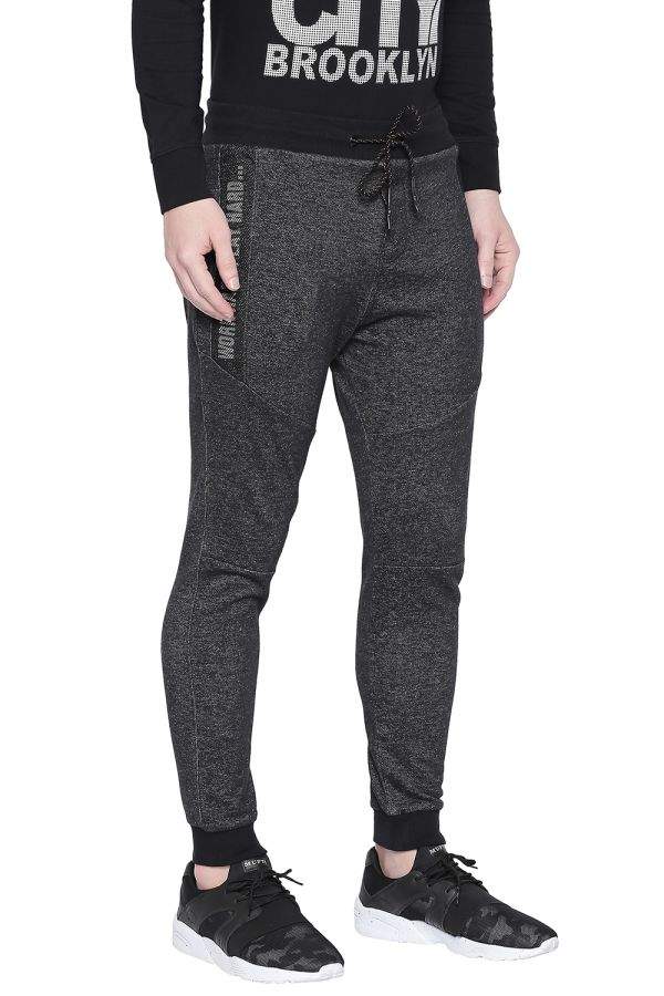MUFTI MFL-0020 Athleisure Drawstring Black Knitted Joggers (L) in