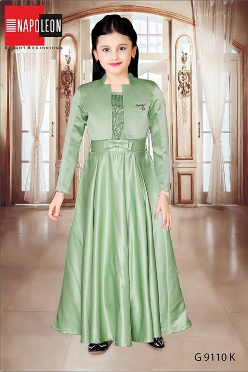Napoleon Green Color Gown for Girls G-9110-K in Mumbai at ₹ 2,295