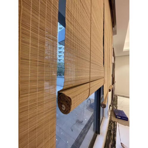 Natural Bamboo Roller Blinds Customizable Width - 45 To 180 Cm Wide Roman Shades With Lift Cord, Anti-UV Privacy-993964